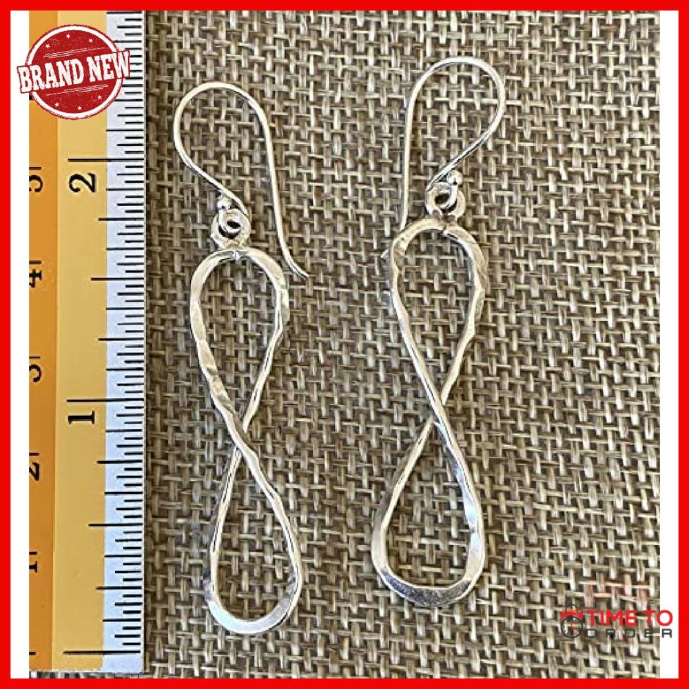 Sterling Silver Hammered Infinity Dangle Earrings… - image 4